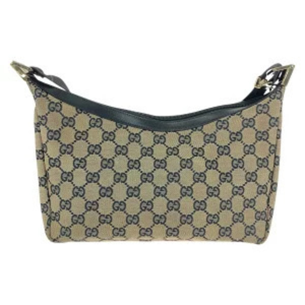 Gucci canvas black beige GG Pouch shoulder bag Clutch Black Tan